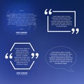 Set of quotes on blue background, speech bubble Royalty Free Stock Photo