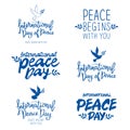 Set of quotes for the International Day of Peace Royalty Free Stock Photo