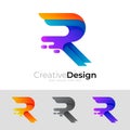 Set R logo design combination, 3d colorful logos Royalty Free Stock Photo