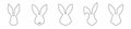 Set of rabbit heads in outline. Easter Bunnies. Isolated on a white background. A simple black icons of hares. Cute Royalty Free Stock Photo