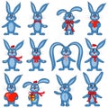 The set of rabbits on white background