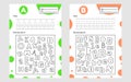 Set race letter worksheet a4 for kids preschool and school age. Game for children. Find and color