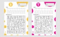 Set race letter worksheet a4 for kids preschool and school age. Game for children. Find and color Royalty Free Stock Photo