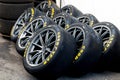 Set of racing tires Goodyear label motor sport car equipment