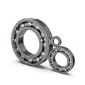 Set of radial ball bearings. Ball bearing assembly. 3D rendering. Royalty Free Stock Photo