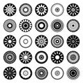 Set of Radial Circle Design Elements. Abstract Decorative Icons Royalty Free Stock Photo