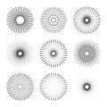 Set of radial halftone dots in circle form for comic books. Fireworks explosion background. EPS10 vector Illustration. Starburst