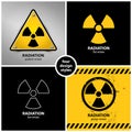 Set of radiation warning symbols