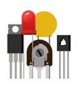 Set of radio components. Logo and logotype. Element for radio circuit. Electronics detail. Object isolated on white