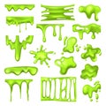 Set of radioactive green slime or toxic blob