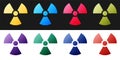 Set Radioactive icon isolated on black and white background. Radioactive toxic symbol. Radiation Hazard sign. Vector Royalty Free Stock Photo