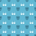 Set Radioactive in shield and Laboratory glasses on seamless pattern. Vector