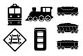 Set rail road black silhouette Royalty Free Stock Photo