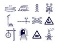 Set of 12 railway icons