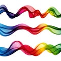 Set of rainbow beautiful transparent waves, colored horizontal lines. Royalty Free Stock Photo