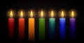 Set of rainbow candles. Vector element.