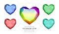 Set of rainbow color fantasy jewelry gems, heart shape stone for game Royalty Free Stock Photo