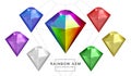 Set of rainbow color fantasy jewelry gems, stone for game Royalty Free Stock Photo