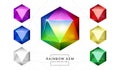 Set of rainbow color fantasy jewelry gems, stone for game Royalty Free Stock Photo