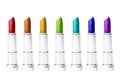 Set of rainbow multicolored lipstick