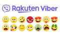 Set of Rakuten Viber Smiles and Emoji Reactions, social media reactions concept, vector illustration