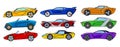 Set of rally multi-colored cars. Vector illustration Royalty Free Stock Photo