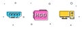 Set RAM, random access memory, Hard disk drive HDD and Computer monitor icon. Vector Royalty Free Stock Photo