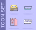 Set RAM, random access memory, Optical disc drive, Case of computer and Laptop icon. Vector