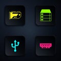 Set RAM, random access memory, Video graphic card, USB and Server, Data, Web Hosting. Black square button. Vector Royalty Free Stock Photo