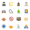 Set of Ramadan Kareem flat icons.