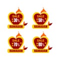 Ramadan Kareem Sticker discount, label percent, price sale banner knob badge tape set, vector design