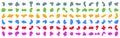 Set of random abstract colored blotch shapes. Liquid shape elements. Round blobs collection. Fluid dynamic forms. Rounded spot or
