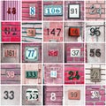 Set of random house numbers, red colour Royalty Free Stock Photo