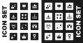 Set Ranking star, Project team base, Rocket, Human with lamp bulb, Hierarchy organogram chart, Chalkboard, Growth and