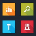 Set Ranking star, Search location, Hammer and Mail server icon. Vector