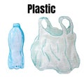 A set of raster elements - a plastic bottle and a package