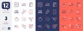 Set of Rate button, Web inventory and Online documentation line icons. For design. Vector