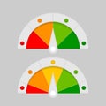 Set rating customer satisfaction meter. Set of measuring speedometer with emotions