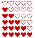 Set of rating heart icon isolated Royalty Free Stock Photo