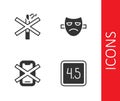 Set Rating movie, No smoking, cell phone and Drama theatrical mask icon. Vector