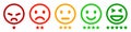 Set rating sign buttons. Emoji social network reactions icon. Customer reviews with happy smile. Cartoon emoticons rating