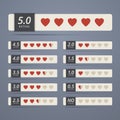 Set of rating widgets with heart shapes Royalty Free Stock Photo