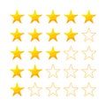 Set of ratings from one to five stars Royalty Free Stock Photo