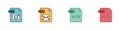 Set RAW file document, EML, XSL and HTML icon. Vector