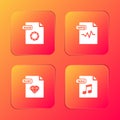 Set RAW file document, MP3, RUBY and WAV icon. Vector