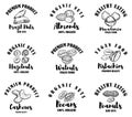 Set of raw nuts labels. Design element for logo, label, sign. Royalty Free Stock Photo