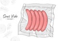 A set of raw sausages in a vacuum bag isolated on a white background.
