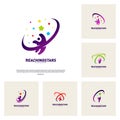 Set of Reaching Stars Logo Design Concept Vector. Child Dream star logo. Colorful, Creative Symbol