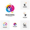 Set of Reaching Stars Logo Design Template. Dream star logo. Emblem, Colorful, Creative Symbol, Icon Royalty Free Stock Photo