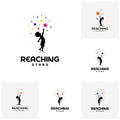 Set of Reaching Stars Logo Design Template. Dream star logo. Emblem, Colorful, Creative Symbol, Icon